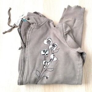 Split Destructed Zip-Up Hoodie